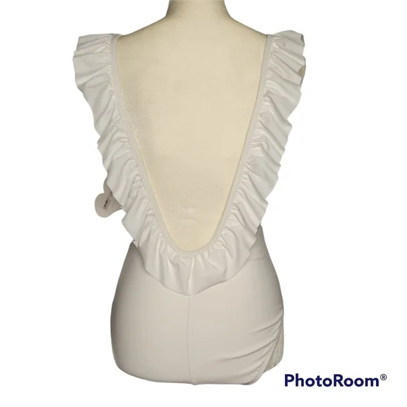 SUGAR Coast White Ruffled Swimsuit - Picture 6 of 12
